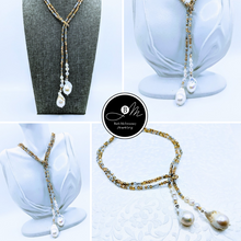 Load image into Gallery viewer, 40" Sparkle lariat with pearls (see all color options)