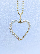 Load image into Gallery viewer, Pearl heart pendant with 36" gold vermeil 3mm ball chain