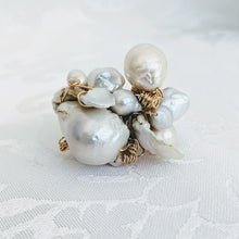 Load image into Gallery viewer, Cultured Baroque pearl hand wrapped 14k gold fill wire ring