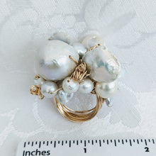Load image into Gallery viewer, Cultured Baroque pearl hand wrapped 14k gold fill wire ring