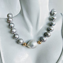 Load image into Gallery viewer, "Lauren" silver pearl and Baroque pearl necklace