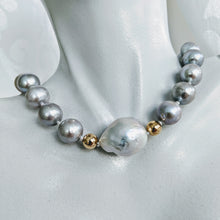 Load image into Gallery viewer, "Lauren" silver pearl and Baroque pearl necklace