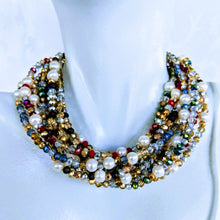 Load image into Gallery viewer, Pearl Station Sparkle triple wrap bracelet / necklace (see all photos)