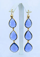 Load image into Gallery viewer, Triple faceted earrings (shown in Iolite Color Hydro Quartz)