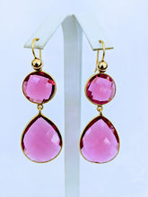 Load image into Gallery viewer, Double faceted earrings (shown In Citrine Hydro Quartz)