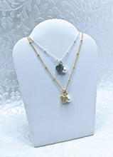 Load image into Gallery viewer, Satellite chain (14k gold fill or Sterling silver) with dainty pearl & CZ heart charms
