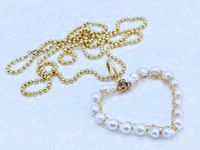 Load image into Gallery viewer, Pearl heart pendant with 36" gold vermeil 3mm ball chain