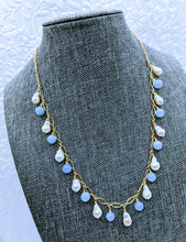 Load image into Gallery viewer, Delicate gold chain with petite baroque pearls & aquamarine shown (see all gem options).