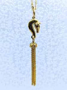 Horse Head Tassel Pewter pendant (available in pewter or gold plate over pewter)
