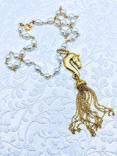 Load image into Gallery viewer, Horse Head Tassel Pewter pendant (available in pewter or gold plate over pewter)