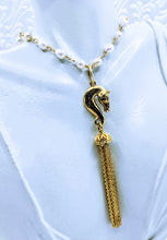 Load image into Gallery viewer, Horse Head Tassel Pewter pendant (available in pewter or gold plate over pewter)