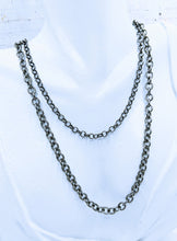 Load image into Gallery viewer, Gunmetal adjustable chain necklace with detachable gunmetal Pearl pendant