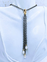 Load image into Gallery viewer, Gunmetal adjustable chain necklace with detachable gunmetal Pearl pendant
