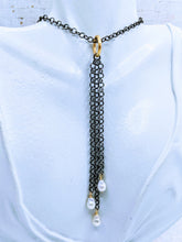 Load image into Gallery viewer, Gunmetal adjustable chain necklace with detachable gunmetal Pearl pendant