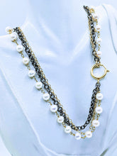 Load image into Gallery viewer, Gunmetal triple chain with Pearl - 20"