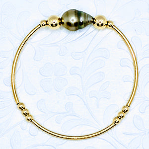 Single Tahitian or Freshwater pearl tube bracelets