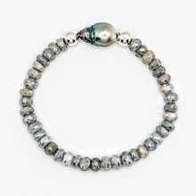 Load image into Gallery viewer, Single Tahitian pearl and gemstone bracelet(s)