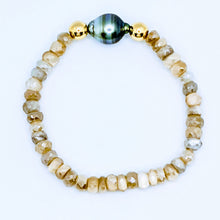 Load image into Gallery viewer, Single Tahitian pearl and gemstone bracelet(s)