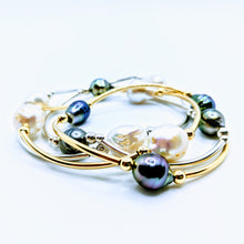 Load image into Gallery viewer, Triple Tahitian or Freshwater pearl tube bracelets