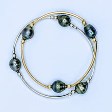 Load image into Gallery viewer, Triple Tahitian or Freshwater pearl tube bracelets