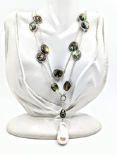 Load image into Gallery viewer, Labradorite & Sterling gem chain with detachable Pearl pendant
