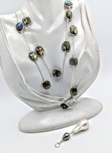 Load image into Gallery viewer, Labradorite & Sterling gem chain with detachable Pearl pendant