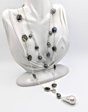 Load image into Gallery viewer, Labradorite & Sterling gem chain with detachable Pearl pendant