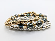 Load image into Gallery viewer, Sterling silver bracelet with matte and bright Sterling or gold bead accents