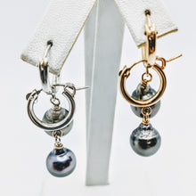Load image into Gallery viewer, Mini hoop Tahitian pearl earrings