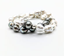 Load image into Gallery viewer, Single Tahitian and Keshi freshwater pearl bracelet