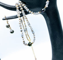 Load image into Gallery viewer, Set A .. Keshi & Tahitian pearl earrings, bracelet and necklace. Pieces also sold separately!