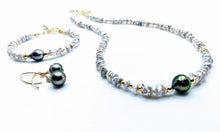 Load image into Gallery viewer, Set A .. Keshi & Tahitian pearl earrings, bracelet and necklace. Pieces also sold separately!