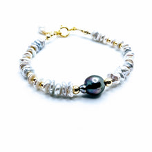 Load image into Gallery viewer, Set A .. Keshi & Tahitian pearl earrings, bracelet and necklace. Pieces also sold separately!