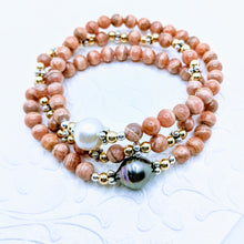 Load image into Gallery viewer, Gemstone stack bracelets (shown in Rhodochrosite) .. sold together or separate. See gemstone options.