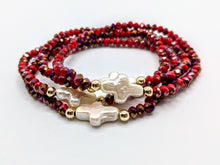 Load image into Gallery viewer, Pearl cross bracelets .. available in many colors