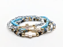 Load image into Gallery viewer, Pearl cross bracelets .. available in many colors