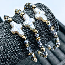 Load image into Gallery viewer, Pearl cross bracelets .. available in many colors