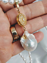 Load image into Gallery viewer, Large Baroque pearl and cubic zirconia enhancer