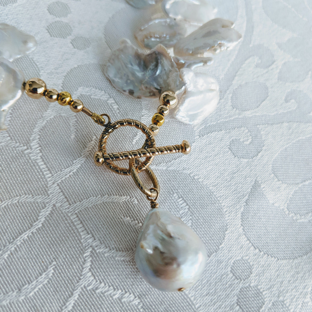 アクセサリー birth1970 akoya keshi Pearl necklace Akoya keshi Baroque Pearl Necklace silver blue - Seven Seas Pearls
