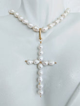 Load image into Gallery viewer, Baby Baroque freshwater pearl cross