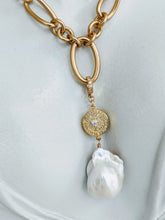 Load image into Gallery viewer, Large Baroque pearl and cubic zirconia enhancer