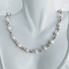 Load image into Gallery viewer, Baby Baroque freshwater pearl necklace with silver caviar and 14k gold fill