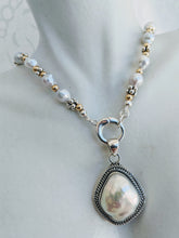 Load image into Gallery viewer, Baby Baroque freshwater pearl necklace with silver caviar and 14k gold fill