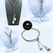 Load image into Gallery viewer, 40&quot; Sparkle lariat with pearls (see all color options)
