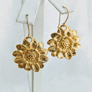 Gold plate Britannium sunflower earrings