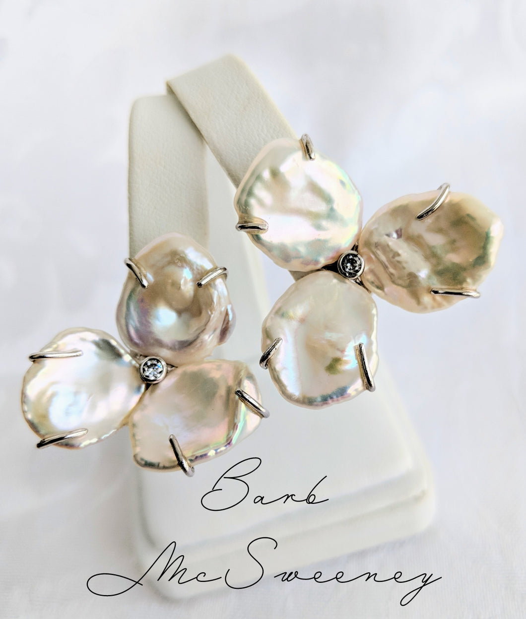 Large Keshi petal Sterling silver earrings