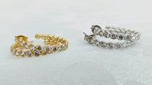 Load image into Gallery viewer, Sterling silver CZ hoop earrings
