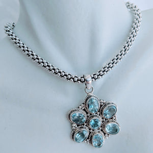Blue Topaz and Sterling silver pendant