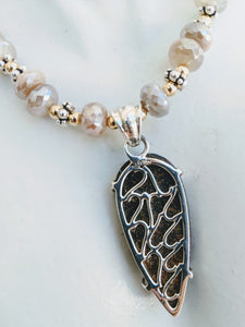 Raw opal and silverite necklace