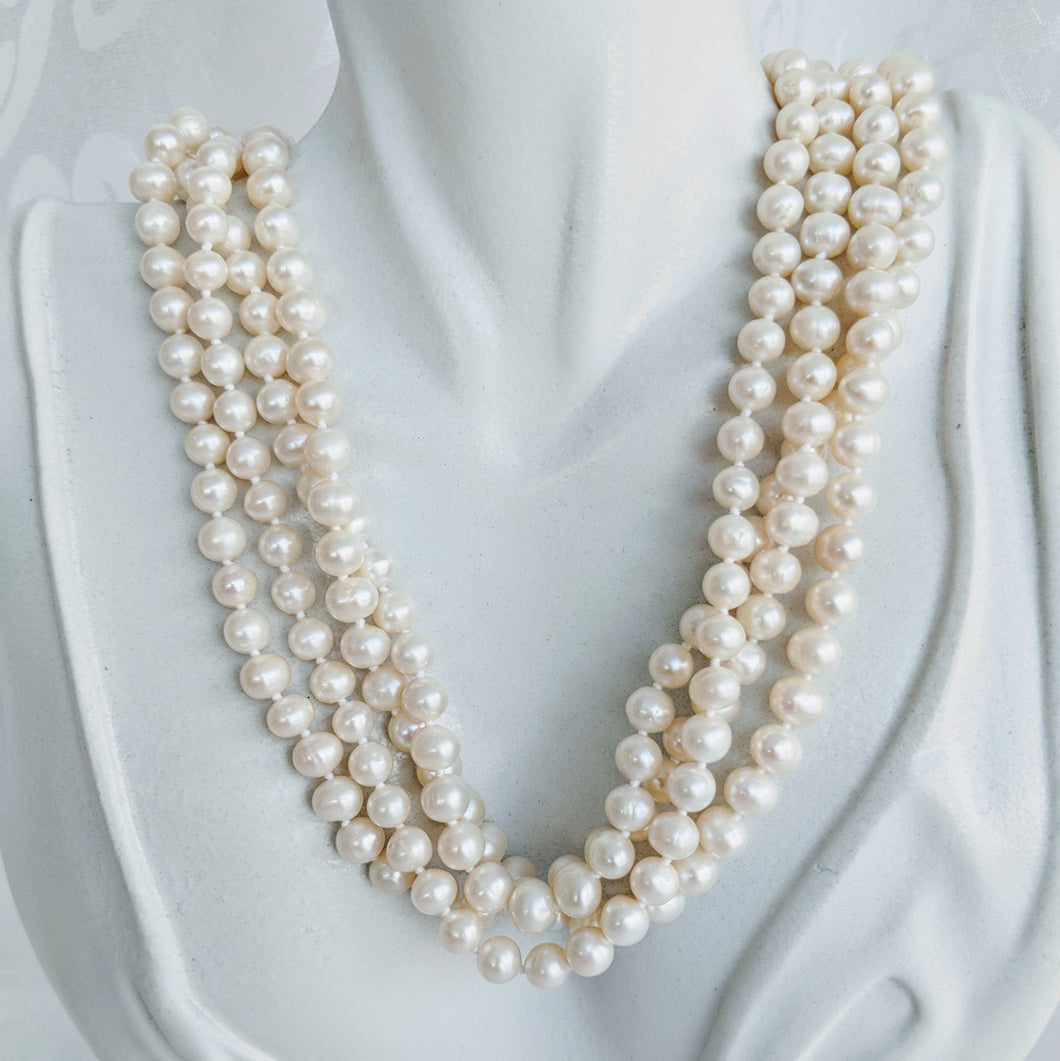 Long cultured freshwater pearl (5mm x 6mm) necklace
